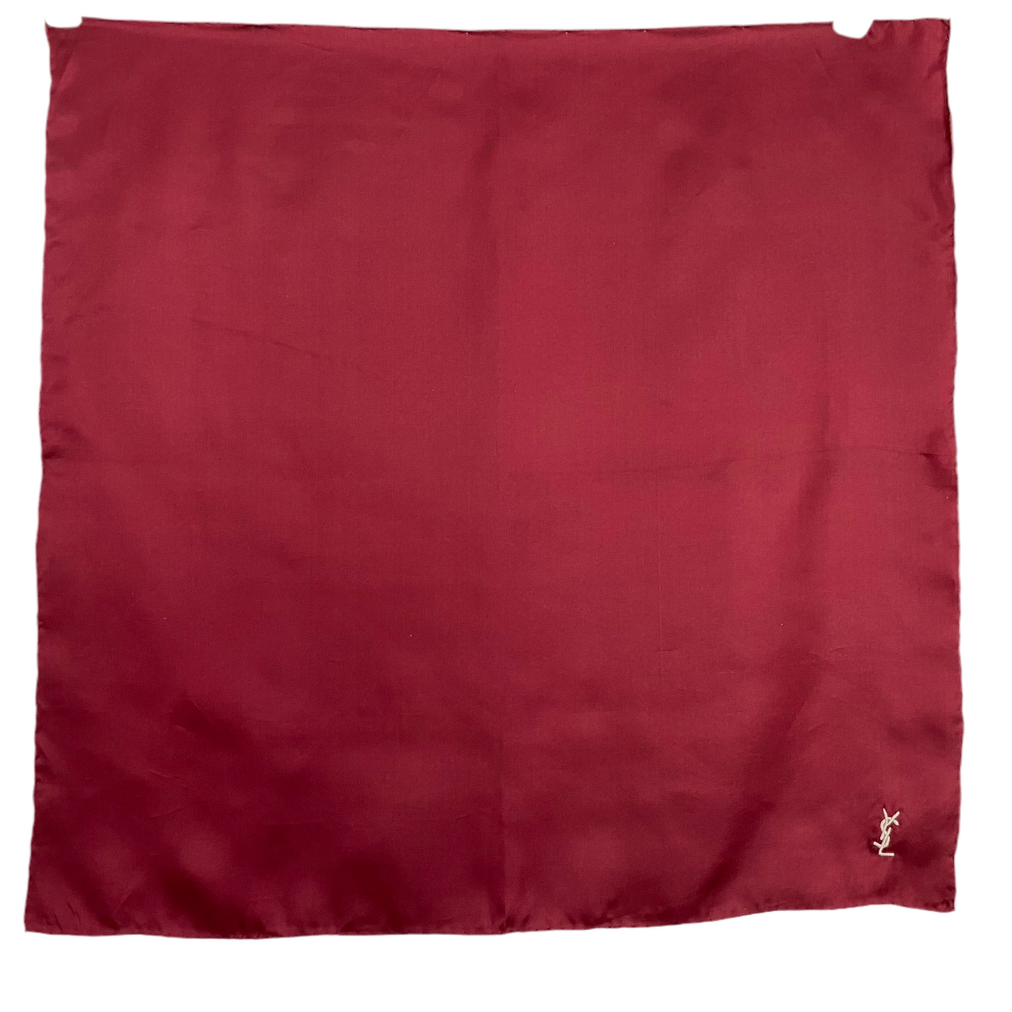 YSL YVES SAINT LAURENT Silk Pocket Square - Burgundy Logo - 19" Square - 5191