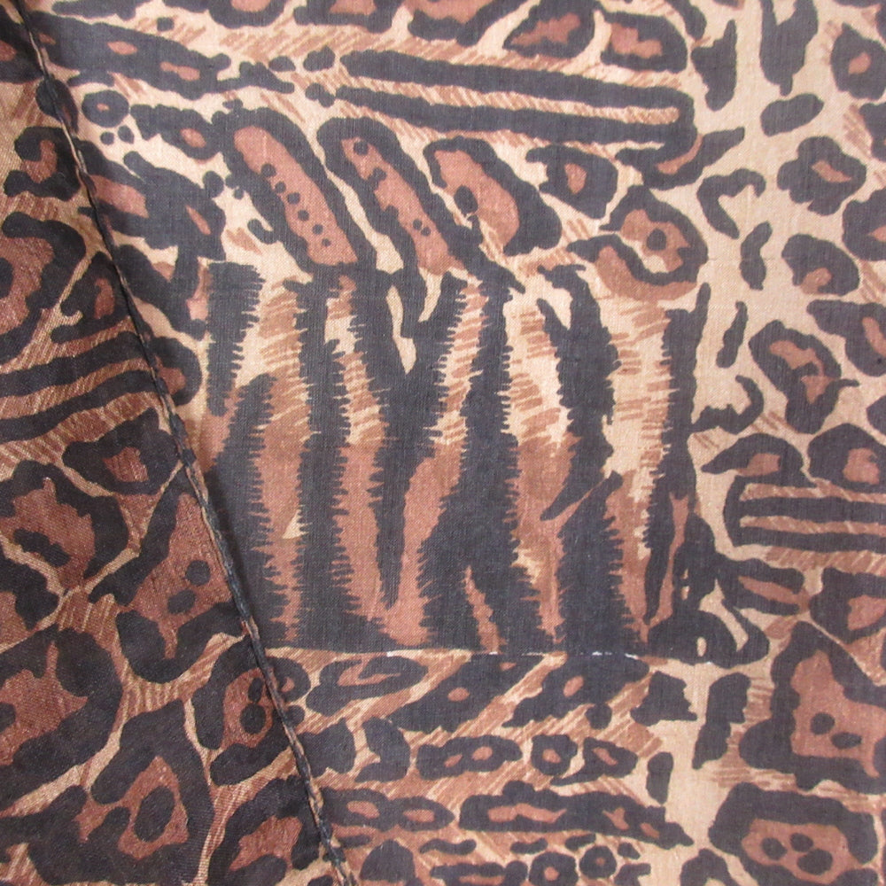 Animal Print Design Silk Scarf - Long - 1347