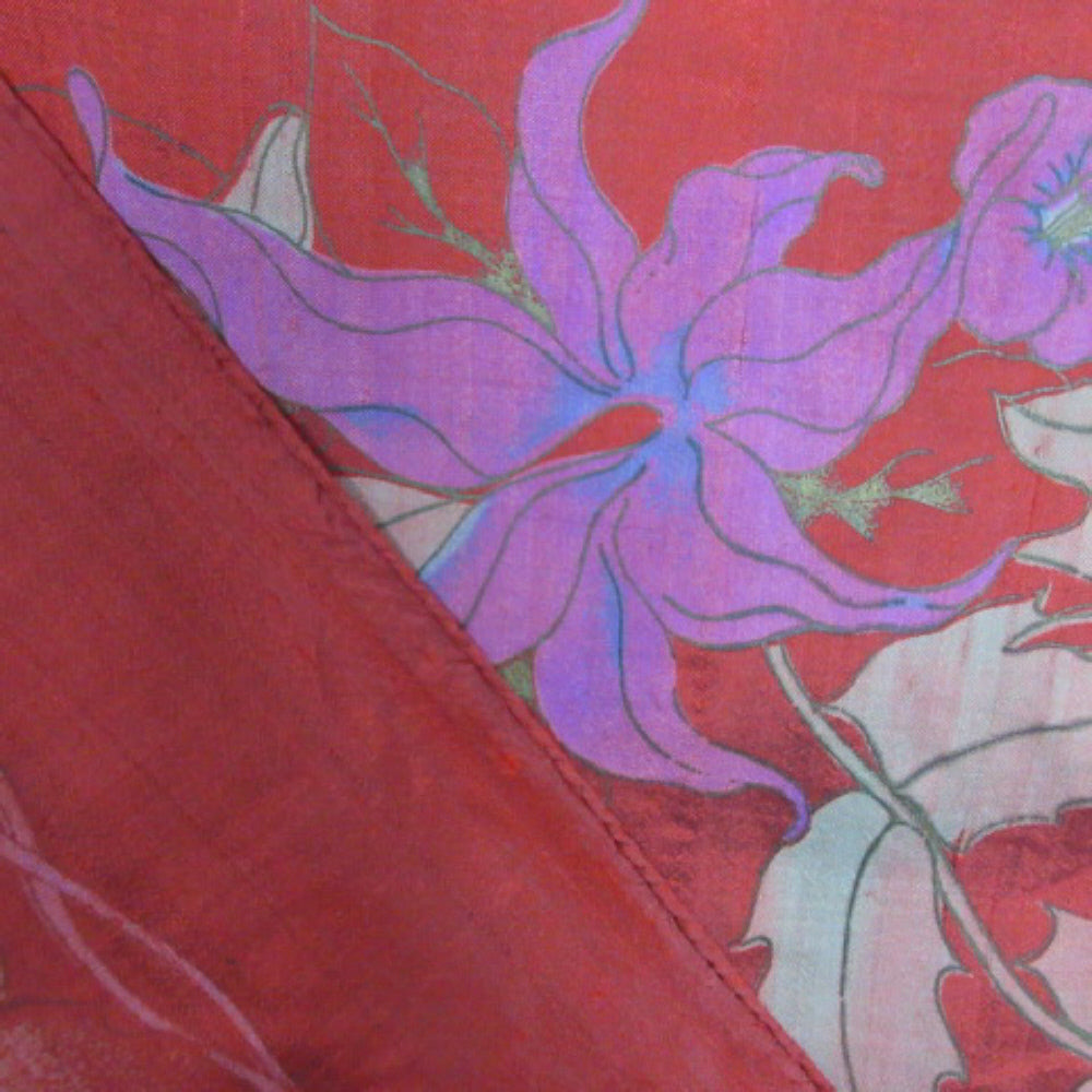 Thai Silk Scarf - Square - Floral Iridescent 2609