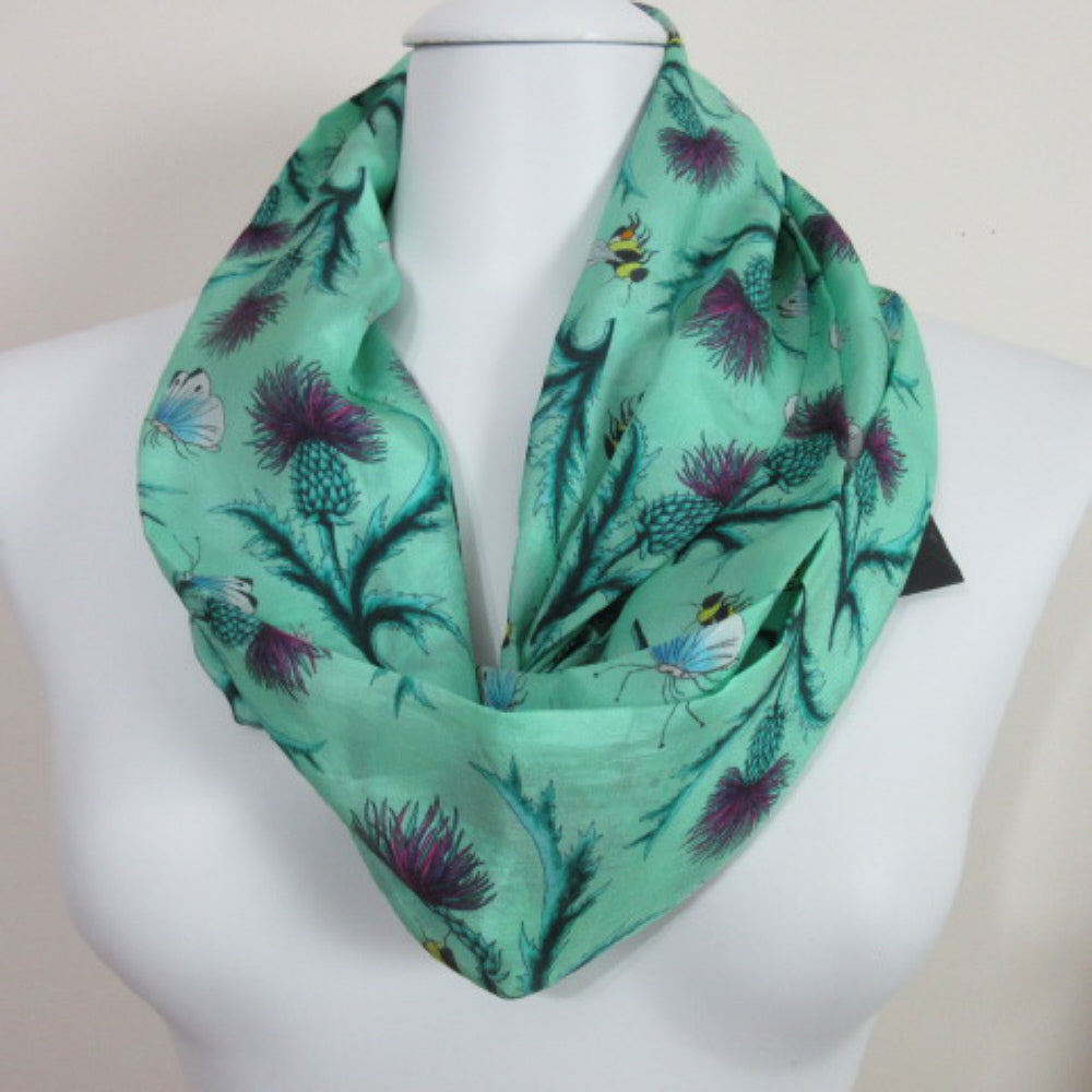 Lady Crow Floral Silk Scarf Necklace - Scotland - Long NWT – 2626