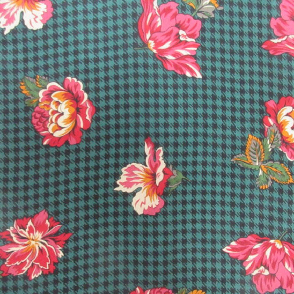 Echo Houndstooth Floral Silk Scarf - Long