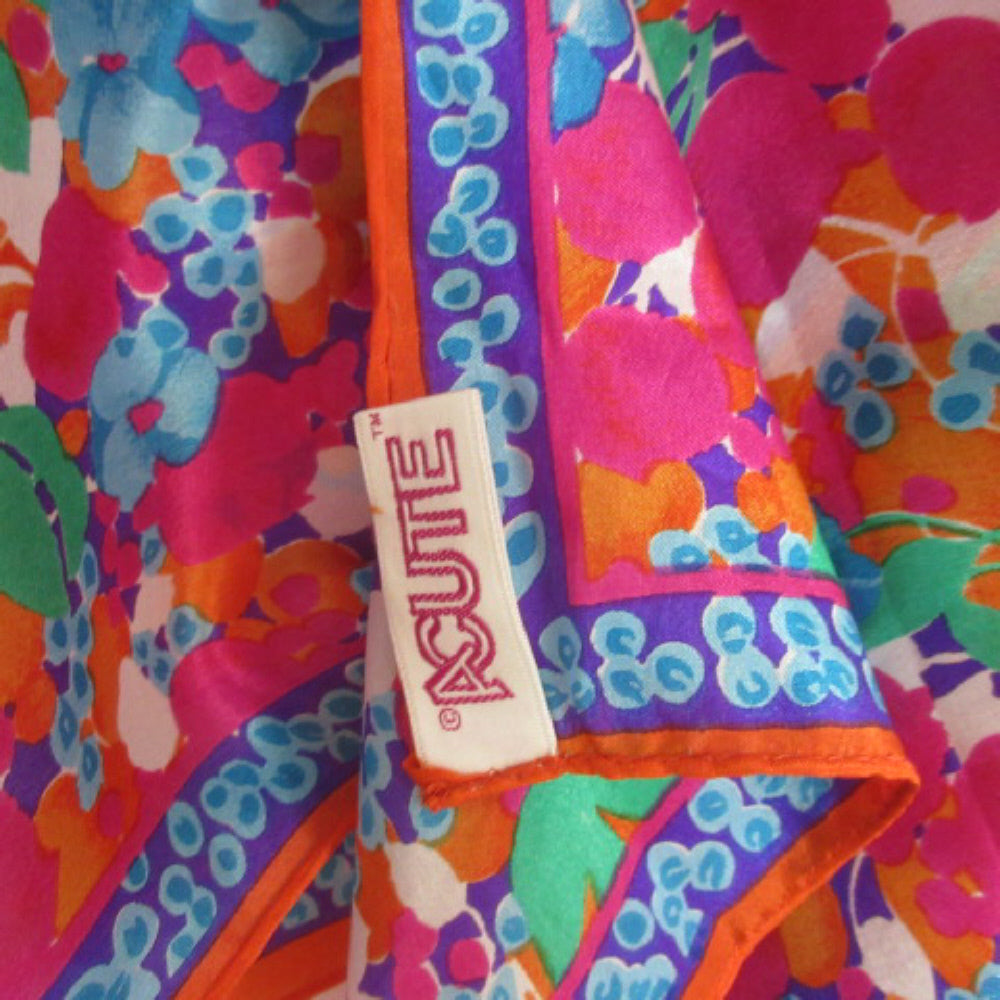 Colorful Acute Floral Art Silk Scarf - Long - 3867