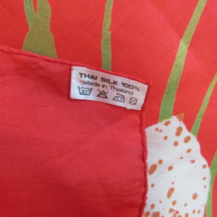 Thai Floral Design Silk Scarf - Square - 5325
