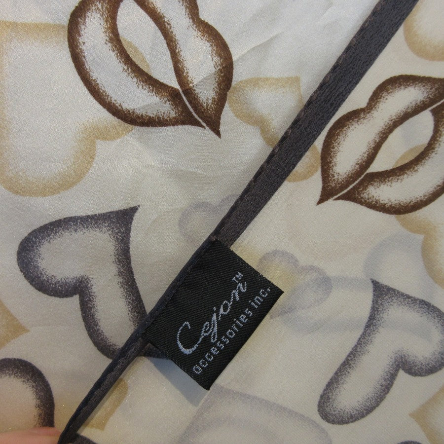 CEJON Hearts Lips Novelty Silk Scarf - 21" Square - 5372