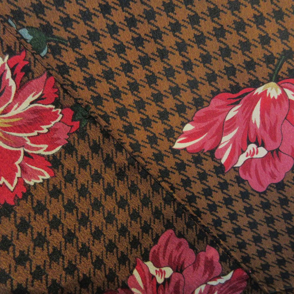 Echo Floral Houndstooth Silk Scarf - Long - 5396