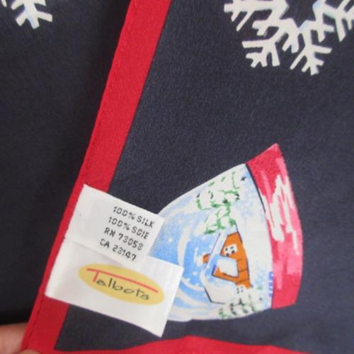 TALBOTS Square Silk Scarf - Christmas Snow Globes Design - 5301