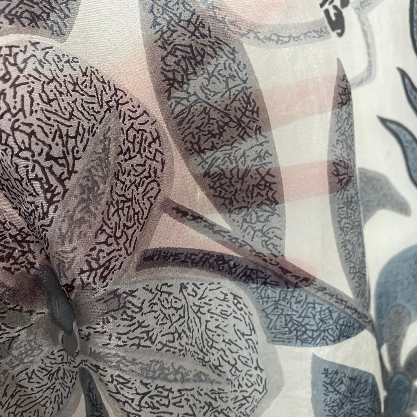 Costa Blanca Floral Art Silk Scarf - Long - 4994