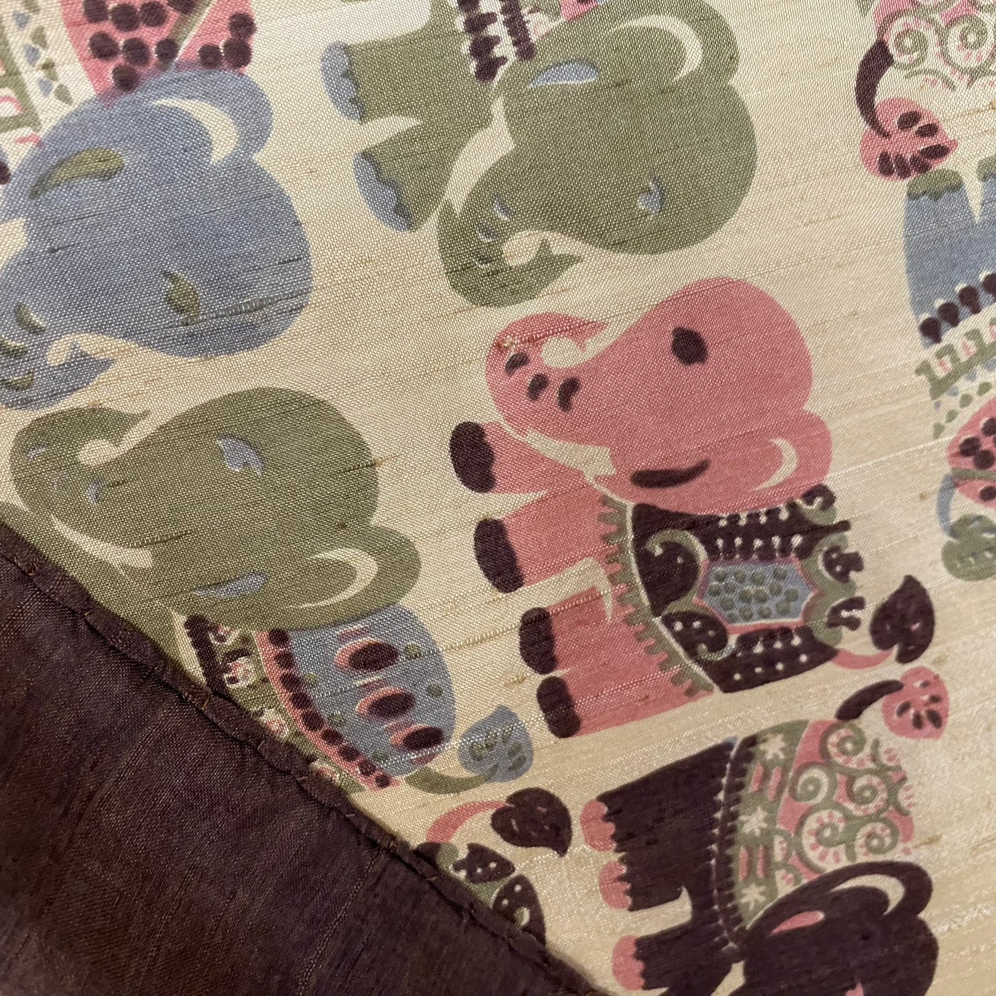 Indian Thai Elephants Art Silk Scarf - Square – 5086