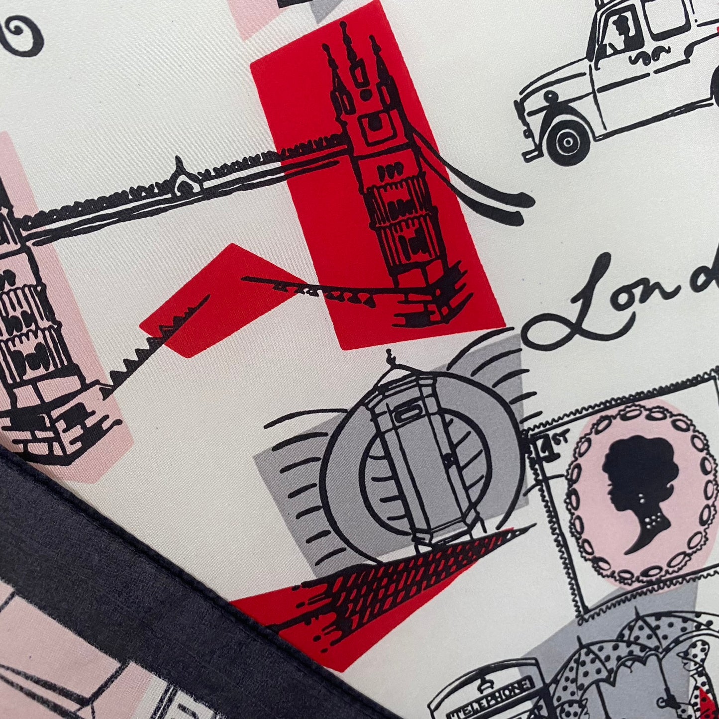 LULU GUINNESS Silk Scarf - London Travel Art - 29" Square - 5104