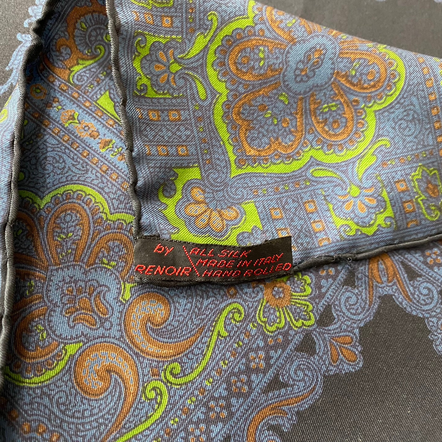 Renoir Italy Silk Scarf Pocket 19" Square Hankie Square - 5188