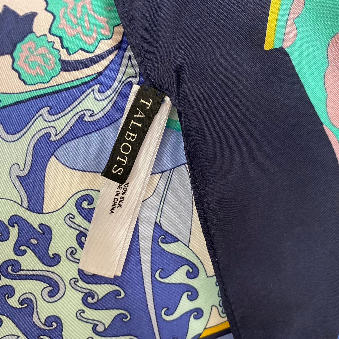 TALBOTS Silk Scarf - Tea Theme - 30" Square - 5204
