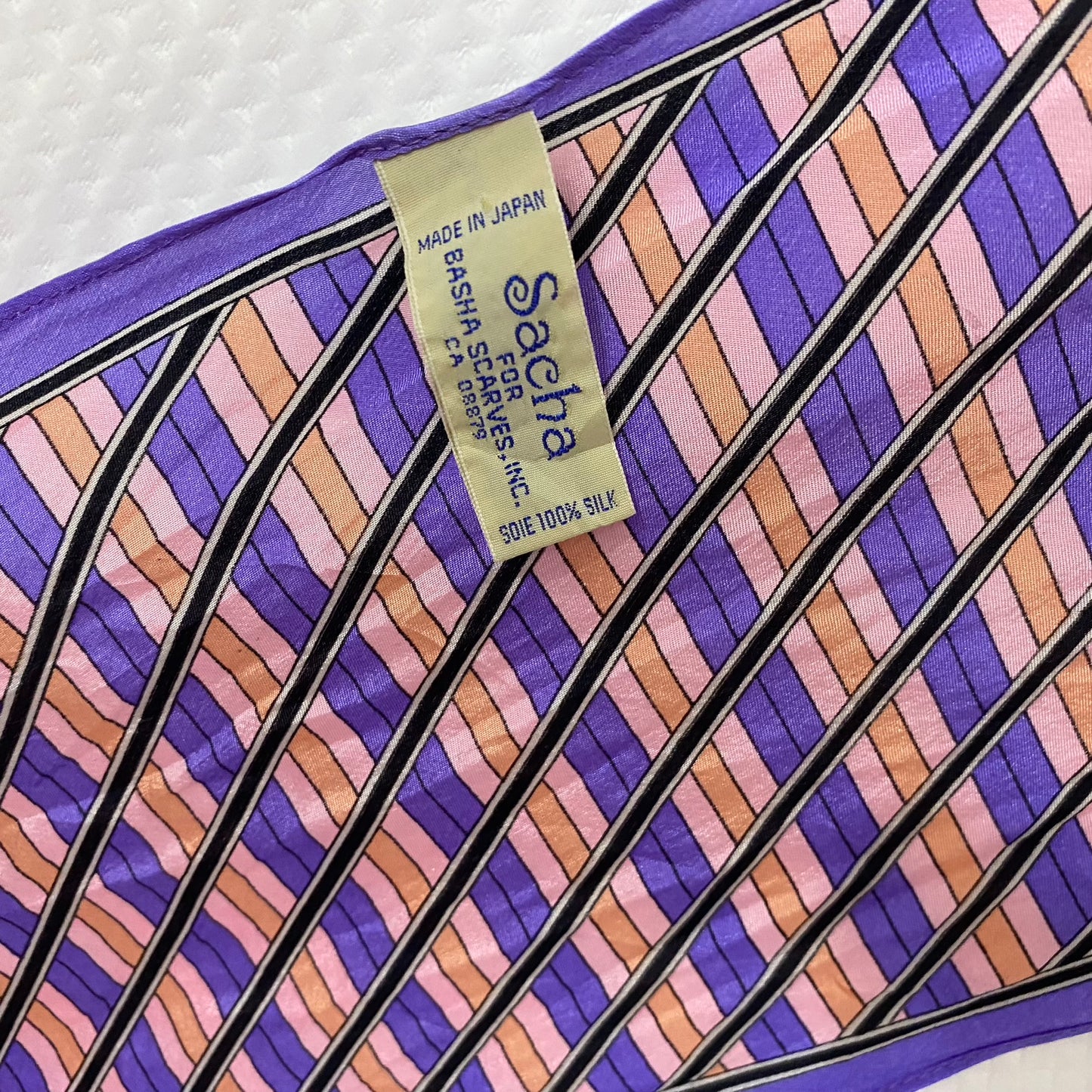 Purple Pink SASHA Designer Silk Scarf - Long Thin Ponytail - 5292
