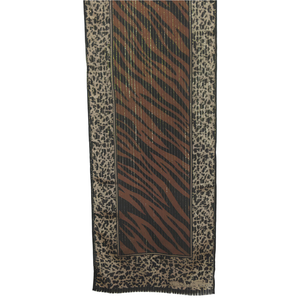 Oscar de la Renta Animal Print Silk Scarf - Long - 5415