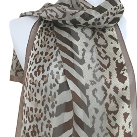 Adrienne Vittadini Animal Print Silk Scarf - Long - 5418