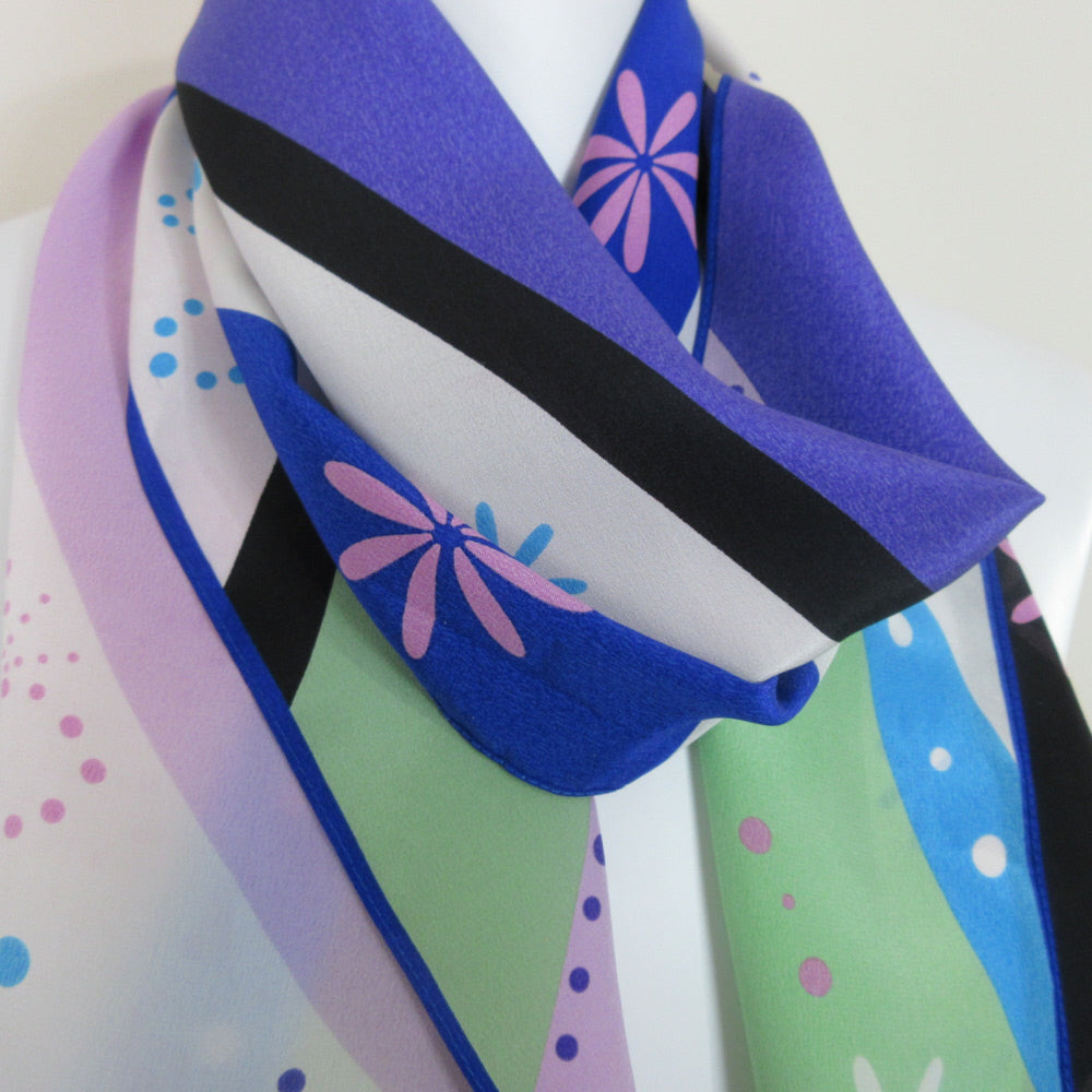 Anne Klein Floral Art Deco Silk Scarf - Long - 5421