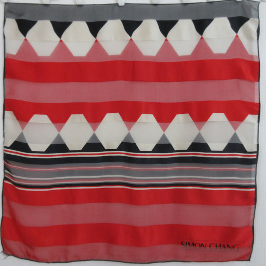 Simon Chang Geometric Silk Scarf - Square - 5427