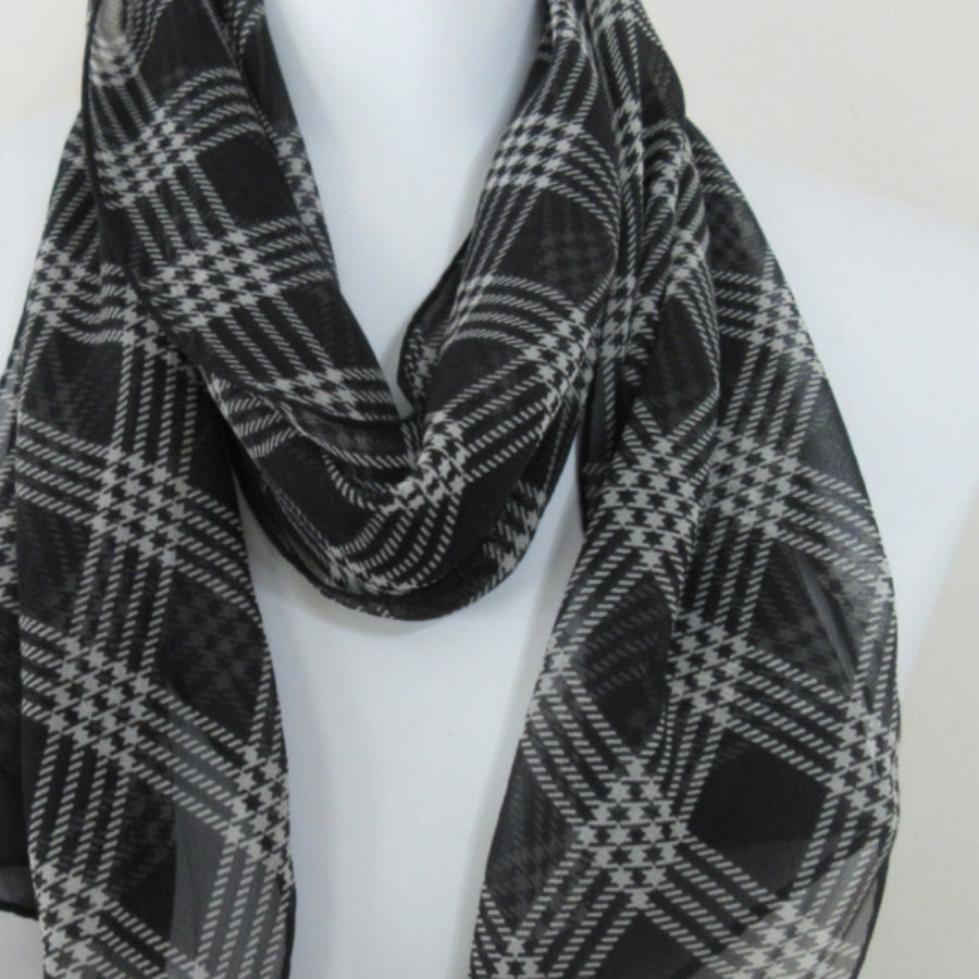 Elaine Gold Geometric Chiffon Silk Scarf - Long - 5428