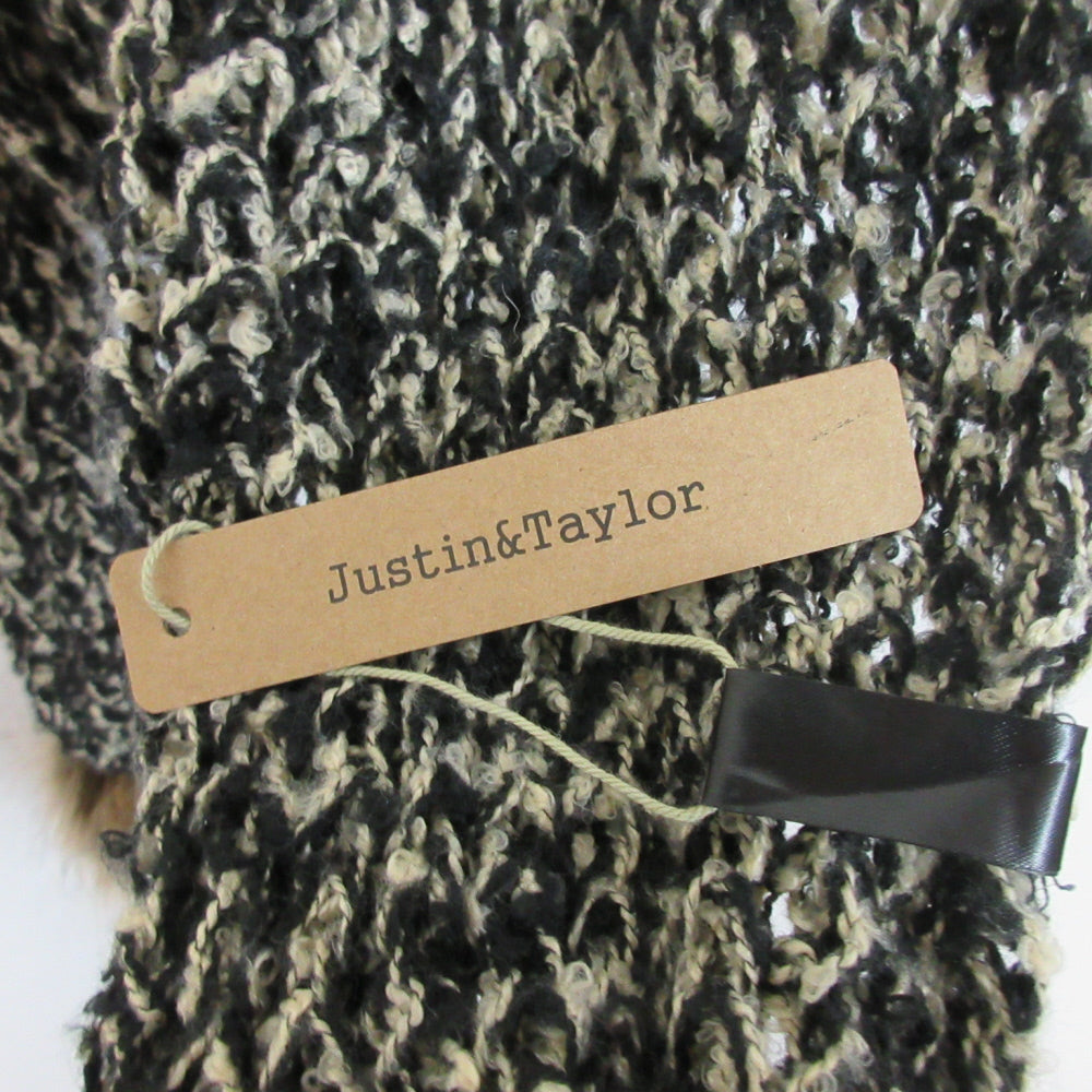 Justin & Taylor Faux Fur Pompom Knit Scarf Long - 5432