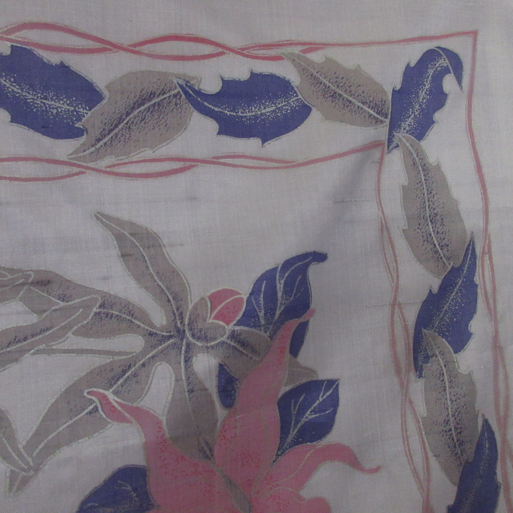Thai Floral Silk Scarf with Metallic Details - Large Square - 5403