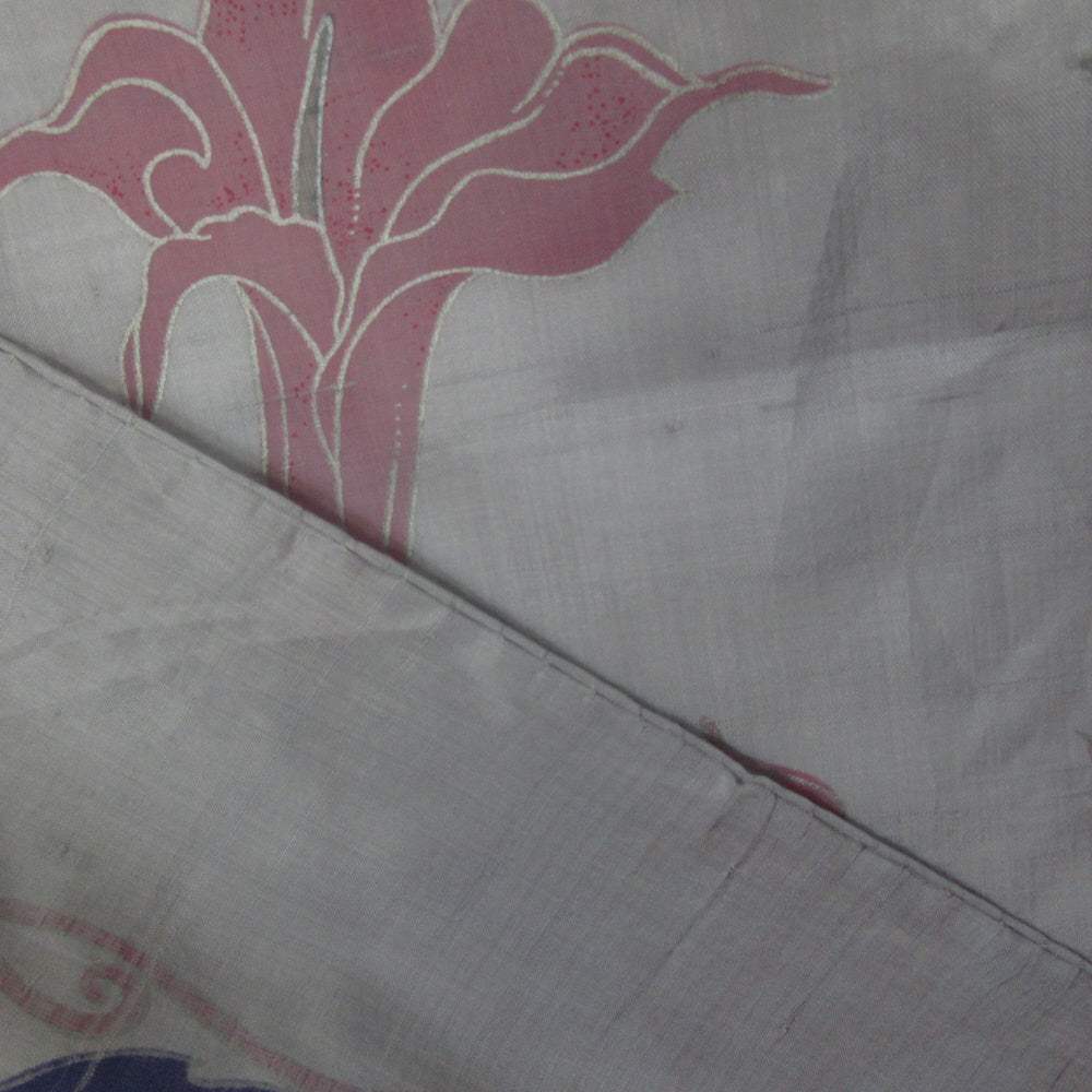 Thai Floral Silk Scarf with Metallic Details - Large Square - 5403