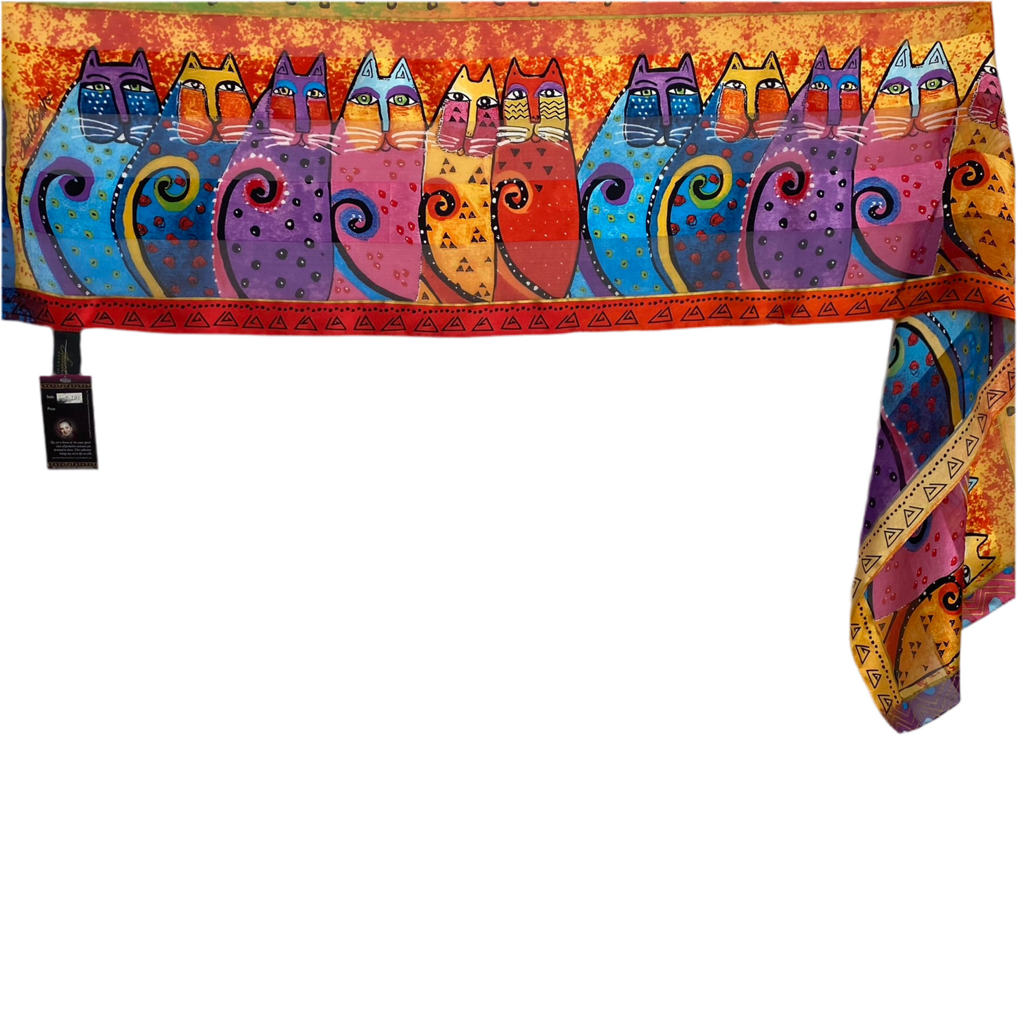 Laurel Burch Cat Art Silk Scarf - Long - NWT – 5172