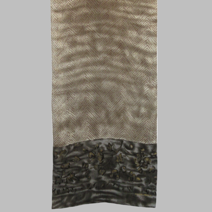 Ellen Tracy Chevron Abstract Floral Silk Scarf - Long - 5397