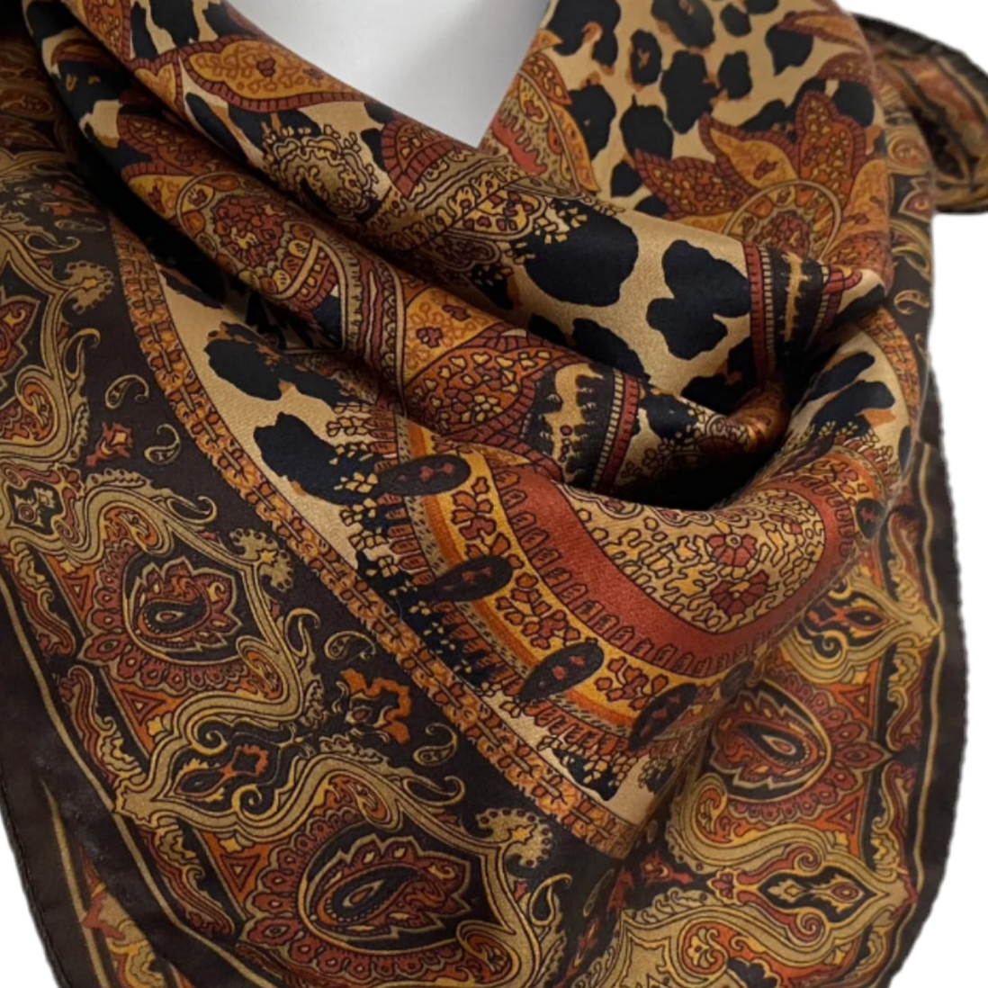TALBOTS Silk Scarf - Square Paisley Animal Print - 5277