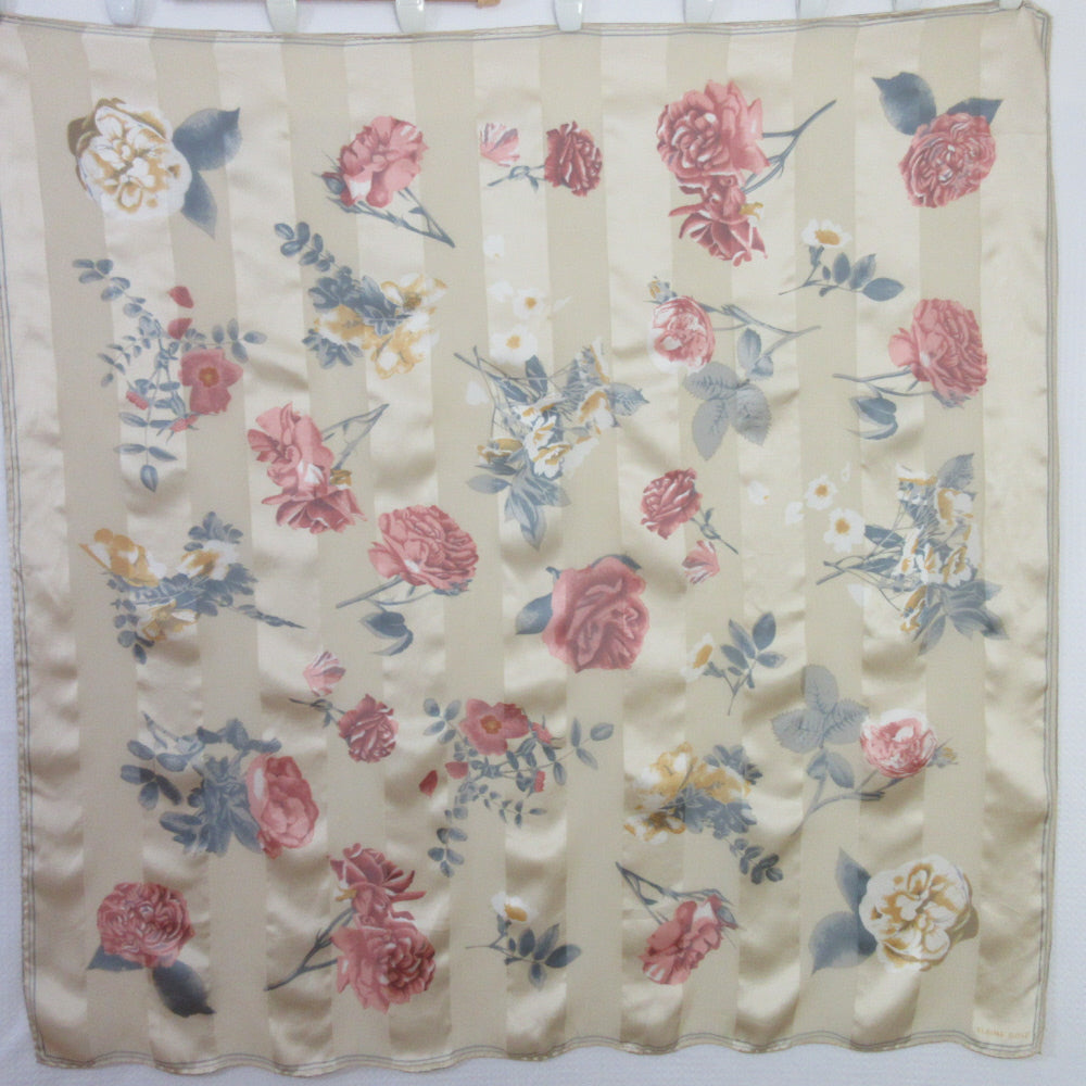 ELAINE GOLD Designer Floral Silk Scarf - Square - 1009