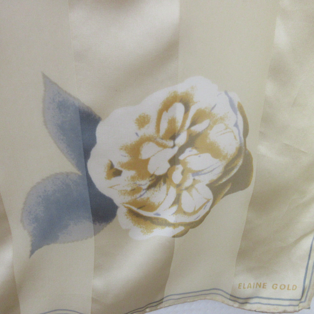 ELAINE GOLD Designer Floral Silk Scarf - Square - 1009