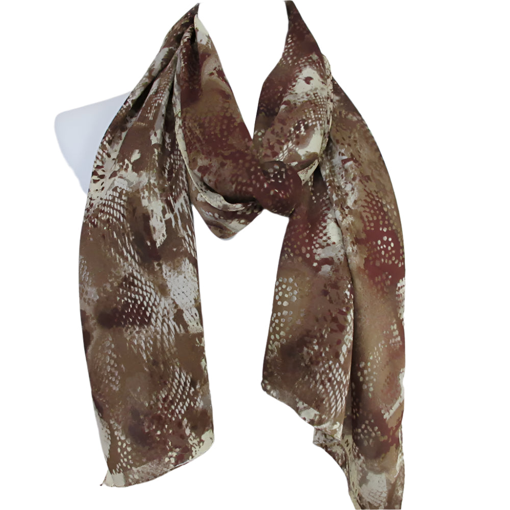 ANNE KLEIN Designer Animal Print Silk Scarf - Long - 1038
