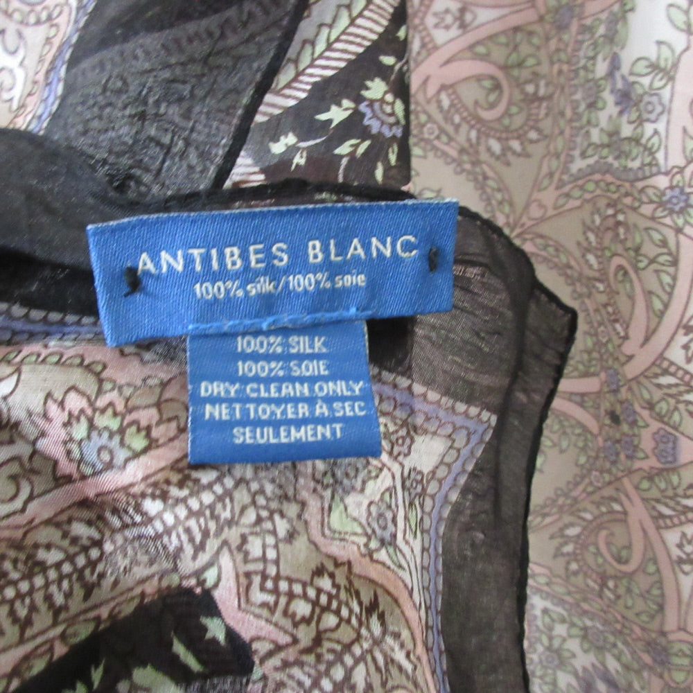 ANTIBES BLANC Designer Lightweight Silk Scarf - 39" x 68" Long - 1080