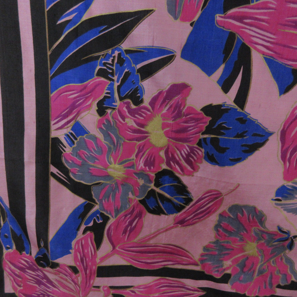 Floral Design Thai Silk Scarf - Square - 1145