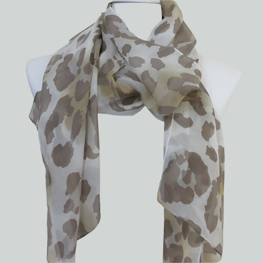 Lightweight Animal Print Design Silk Scarf - Long - 1173