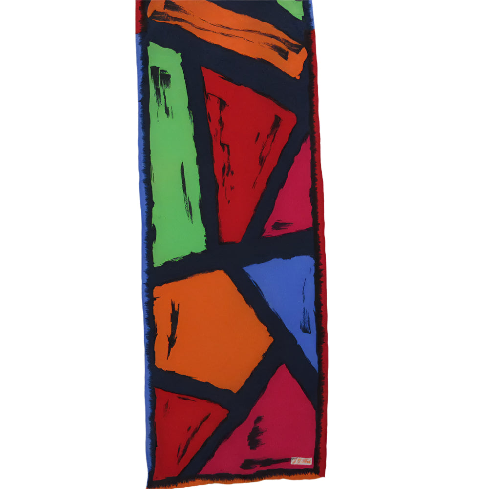 J G Hook Vintage Designer Abstract Silk Scarf - Long - 1210