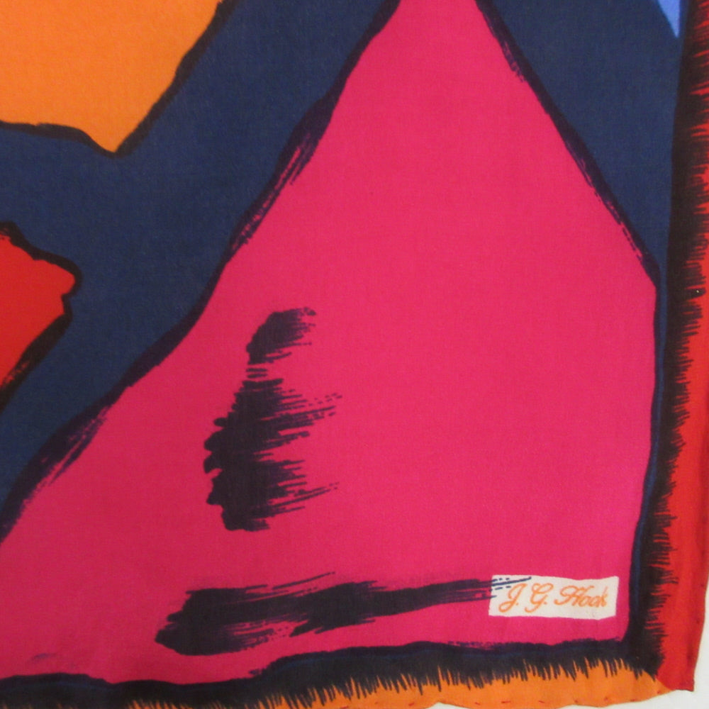 J G Hook Vintage Designer Abstract Silk Scarf - Long - 1210