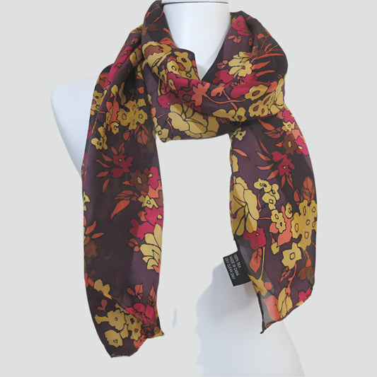 Cejon Vintage Designer Floral Silk Scarf - Long - 1231