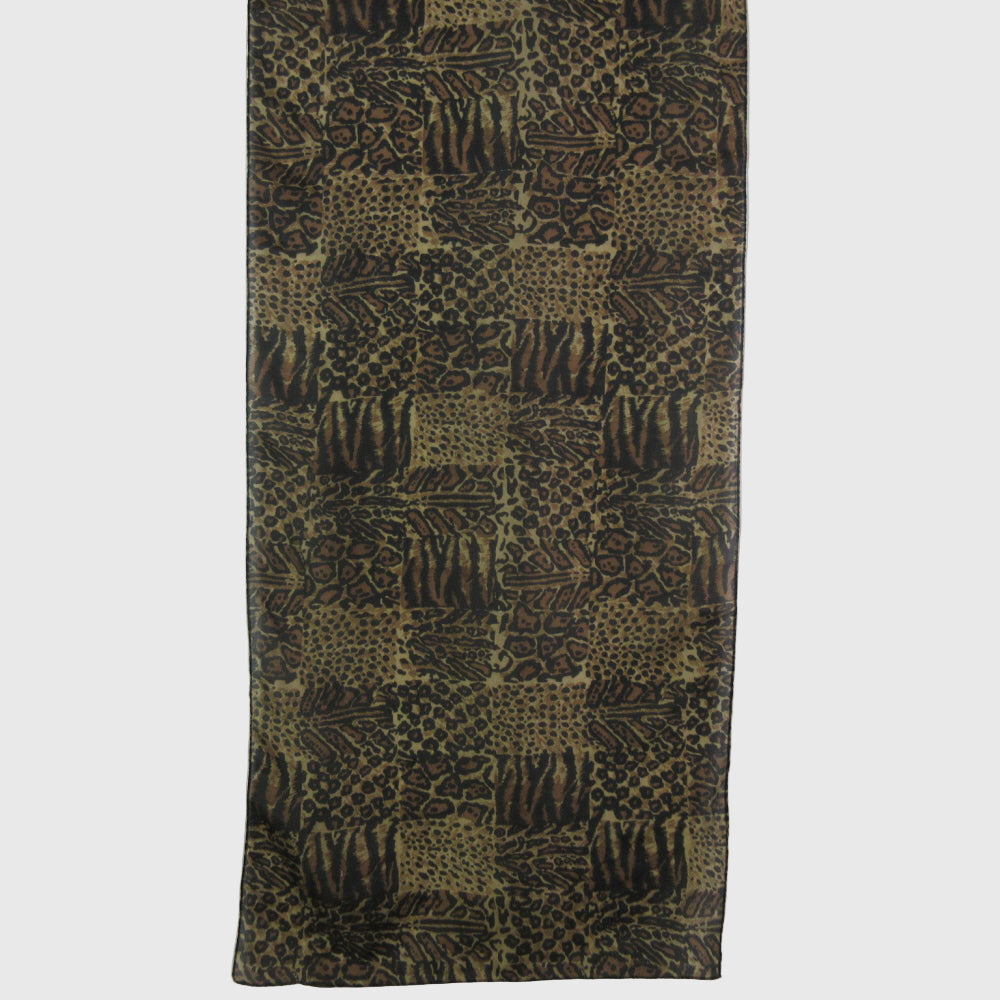 Animal Print Design Silk Scarf - Long - 1347