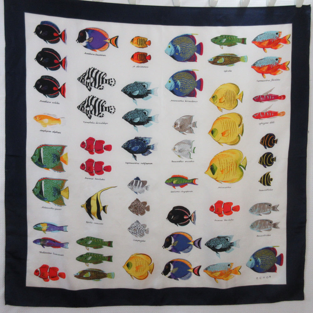 Echo Fish Silk Scarf - Square – 5439