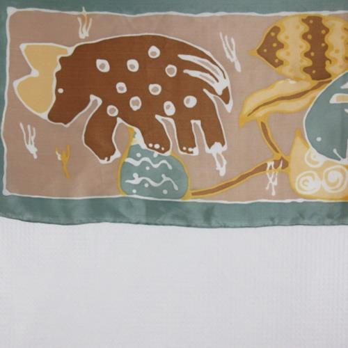 ART Batik Jungle Animals Themed Silk Scarf - Long - 1502