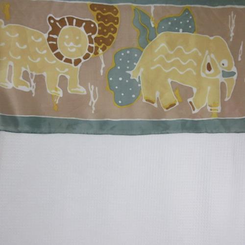 ART Batik Jungle Animals Themed Silk Scarf - Long - 1502