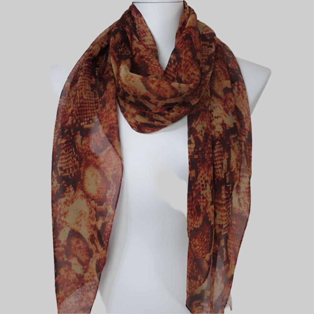 Lightweight Snakeskin Design Silk Scarf - Long - 1532
