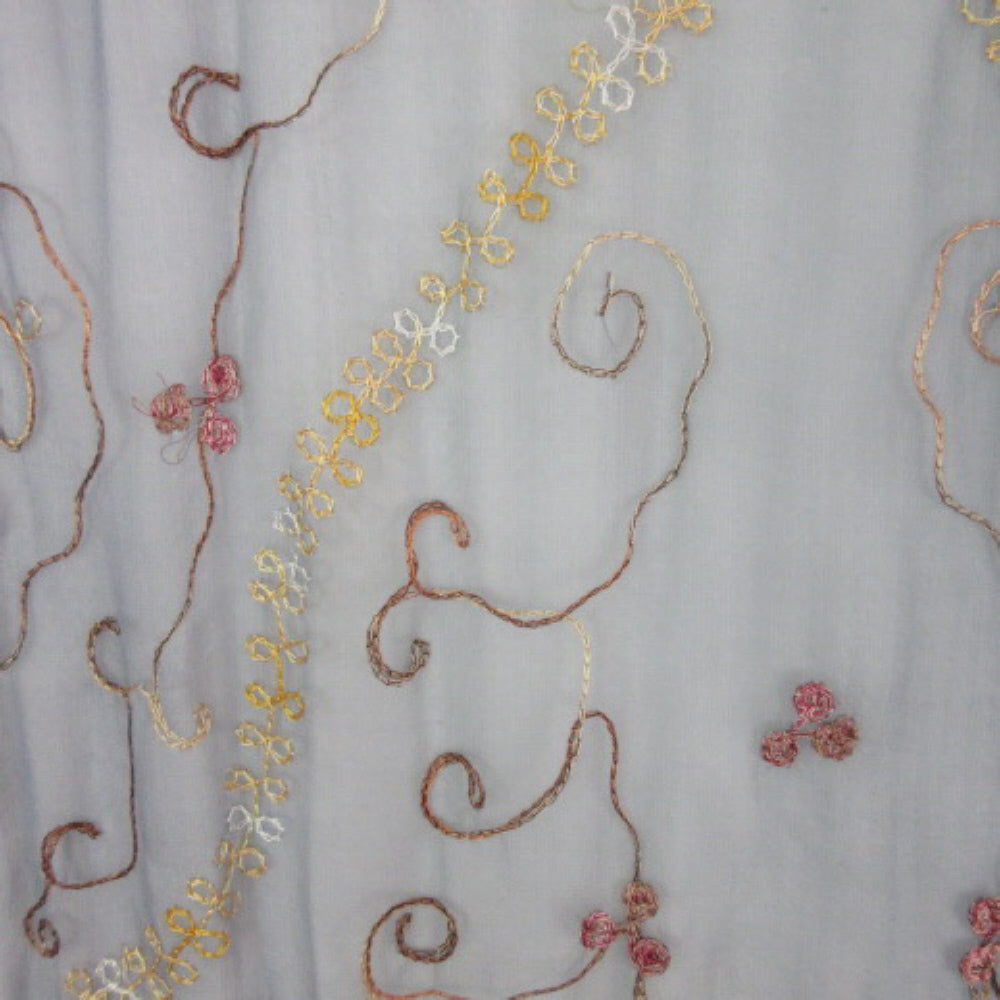 Embroidered Floral Design Lightweight Silk Scarf - Long – 1541