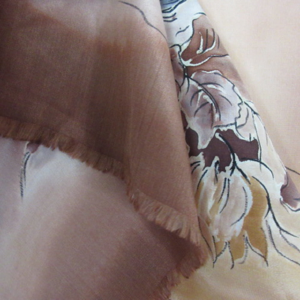 Art Floral Hand Painted Design Silk Scarf - Long - 1651
