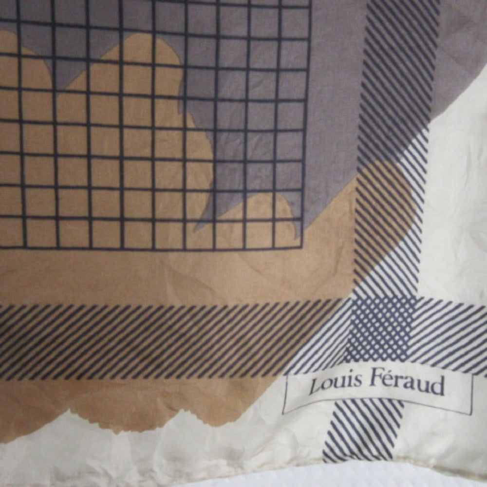 LOUIS FERRAUD Designer Geometric Silk Scarf - Square - 1869