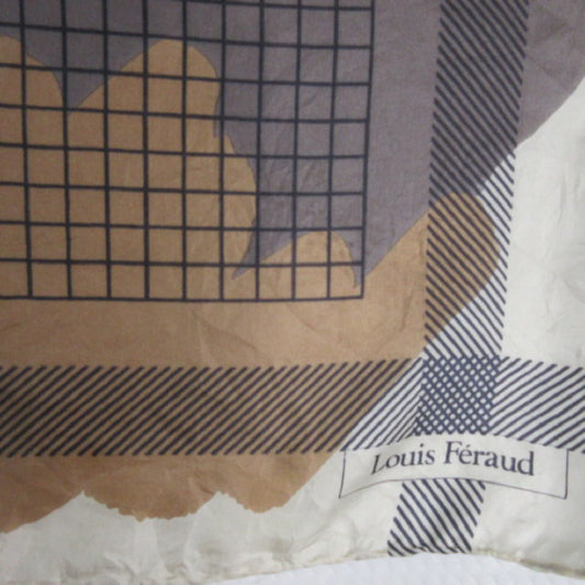 LOUIS FERRAUD Designer Geometric Silk Scarf - Square - 1869