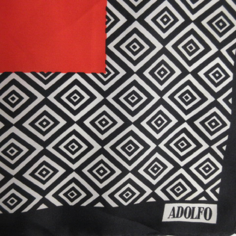 ADOLFO Silk Scarf - Designer Geometric Square - 1877