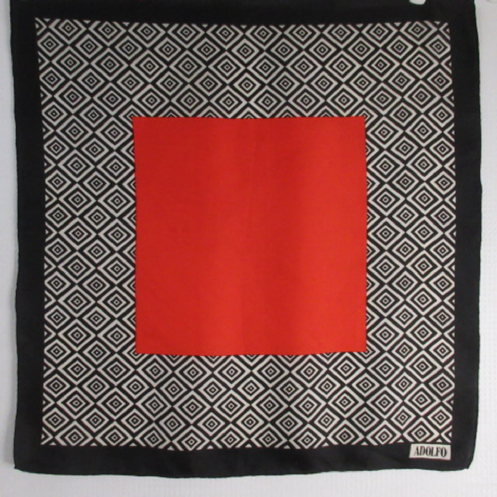 ADOLFO Silk Scarf - Designer Geometric Square - 1877