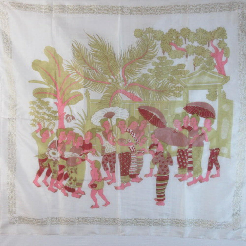 THAI SILK Designer Celebration Art Silk Scarf - Square - 1912