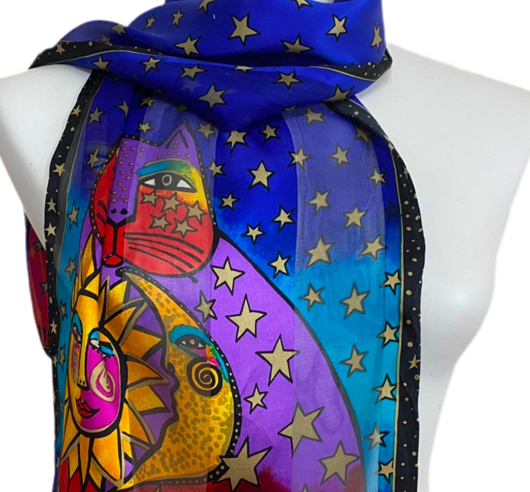 Laurel Burch Cats Silk Scarf - Long - 5109