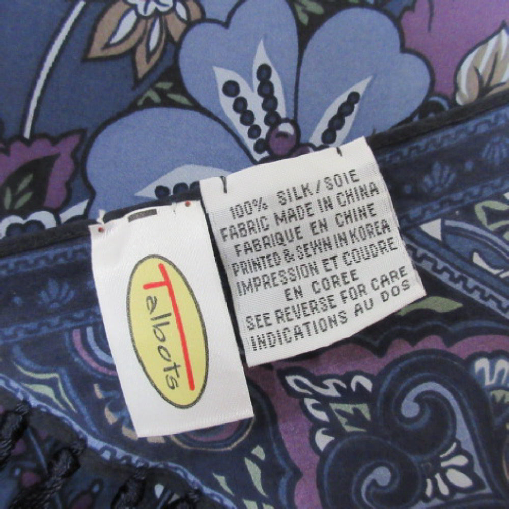 TALBOTS Designer Floral Triangle Shawl Silk Scarf - Wrap – 2029